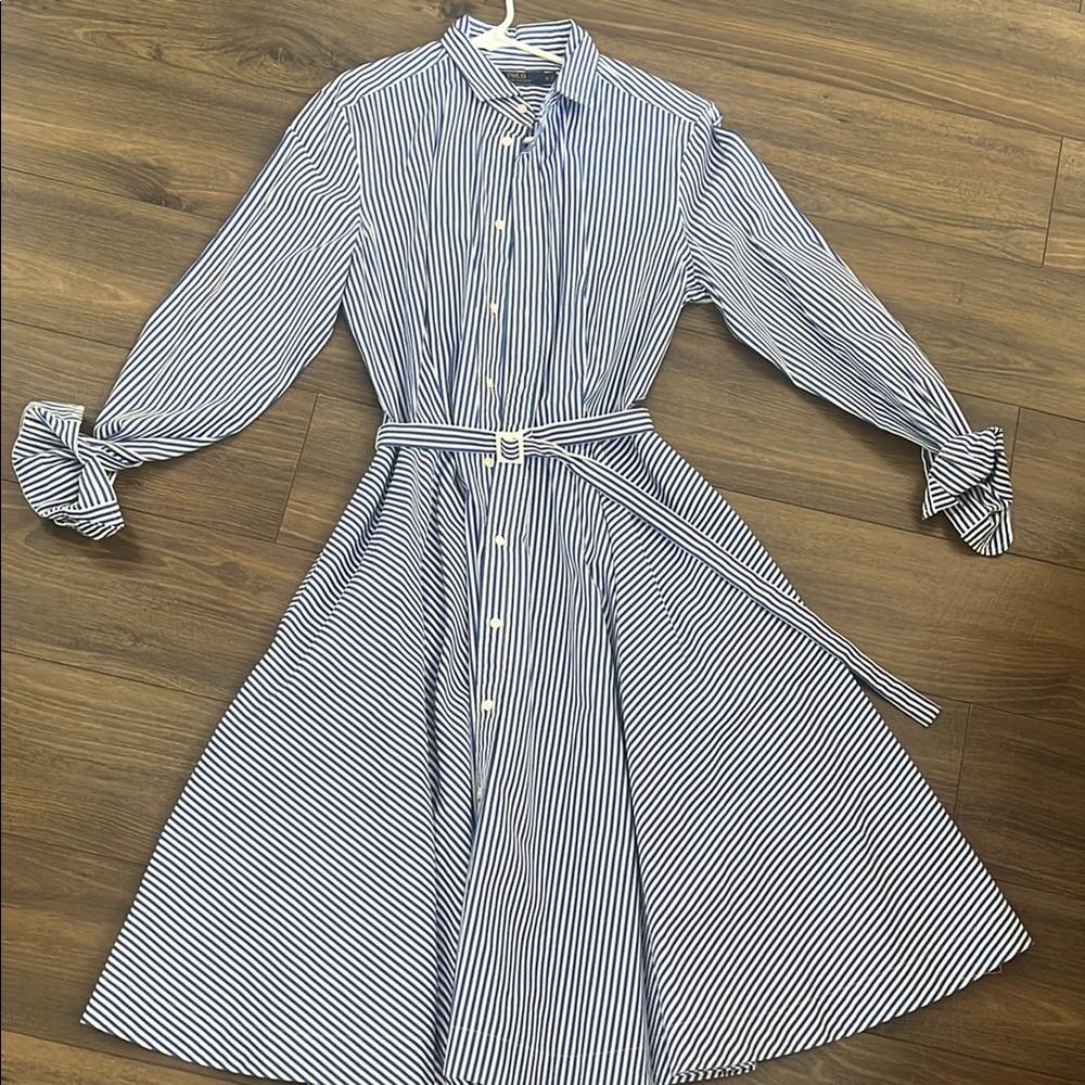 Polo Ralph Lauren Striped Blue and White Women's Dress